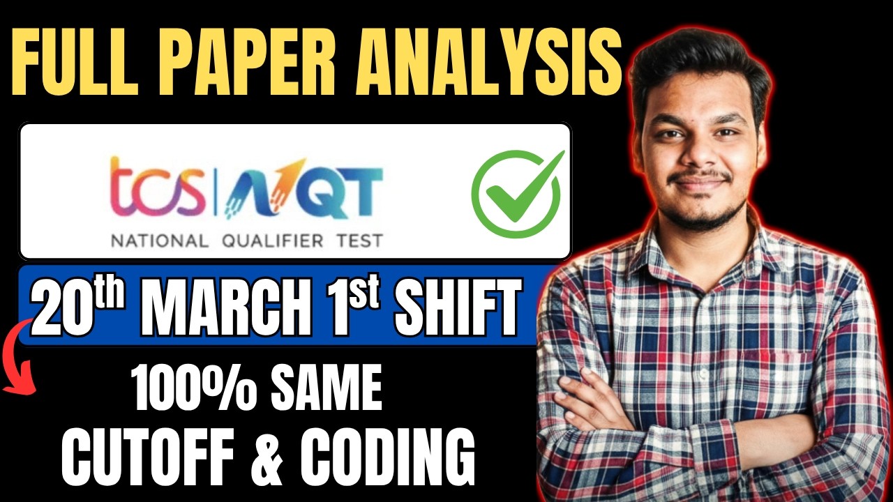 TCS NQT 2026 | 20th March 1st Shift Exam Analysis | Cutoff | TCS NQT 2026 Today's Exam Analysis
