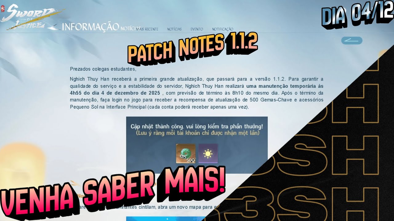 SoJ❗Patch Notes do SEA 04/12❗Saiba sobre as novidades❗