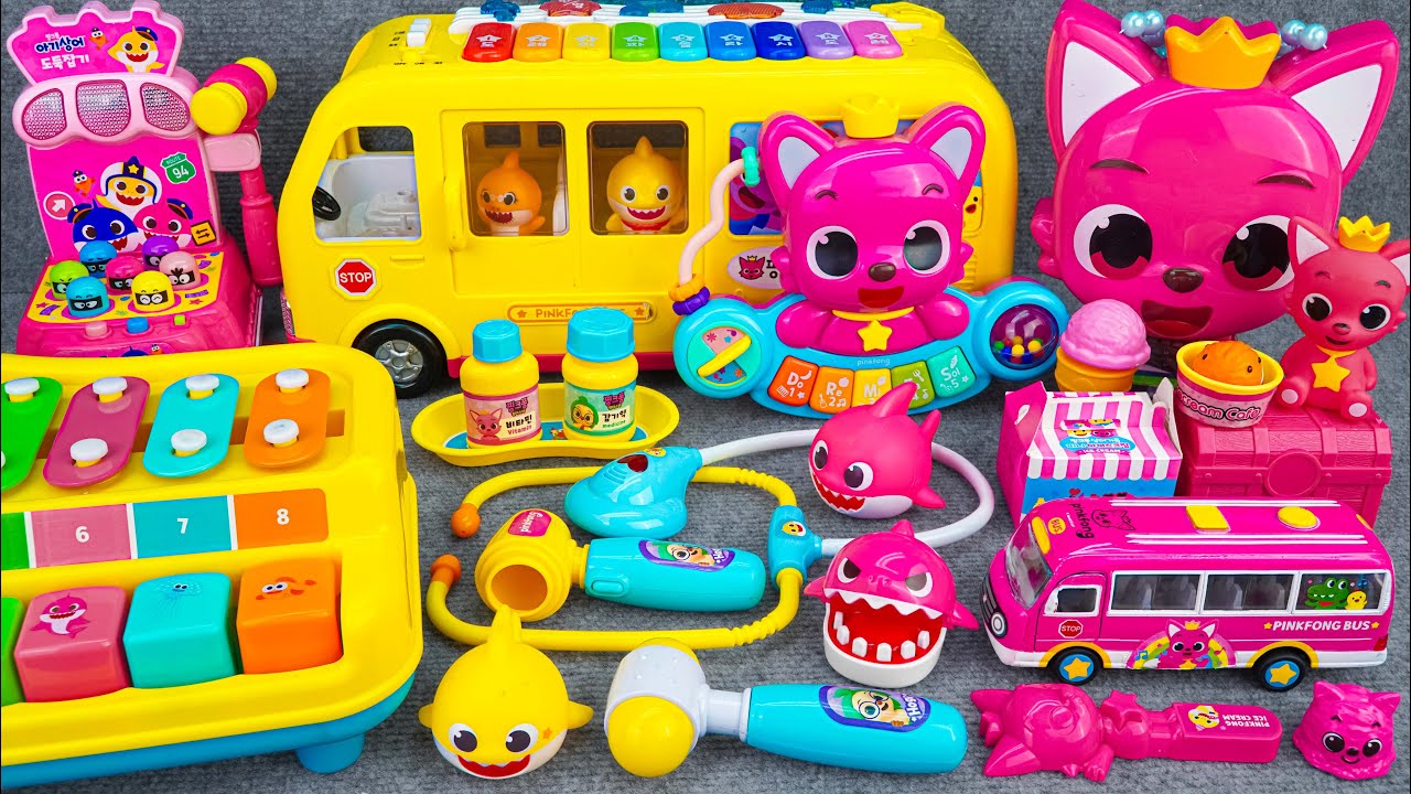 Satisfying Unboxing & Review Miniature Pinkfong Yellow Bus Playset ASMR