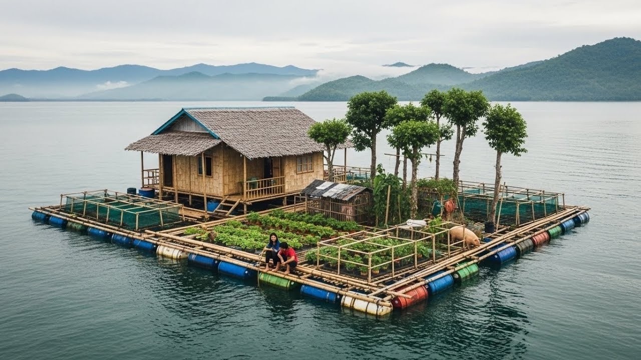 Talented couple built a floating island in the middle of the ocean in 2 years / Start to finish