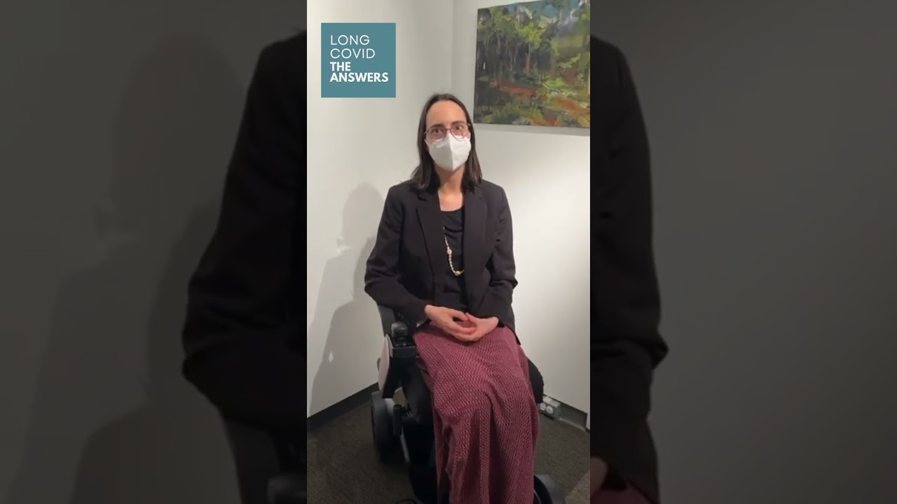 Longhauler and ME/CFS sufferer, Katherine Baldwin at the long covid exhibition #vancouver