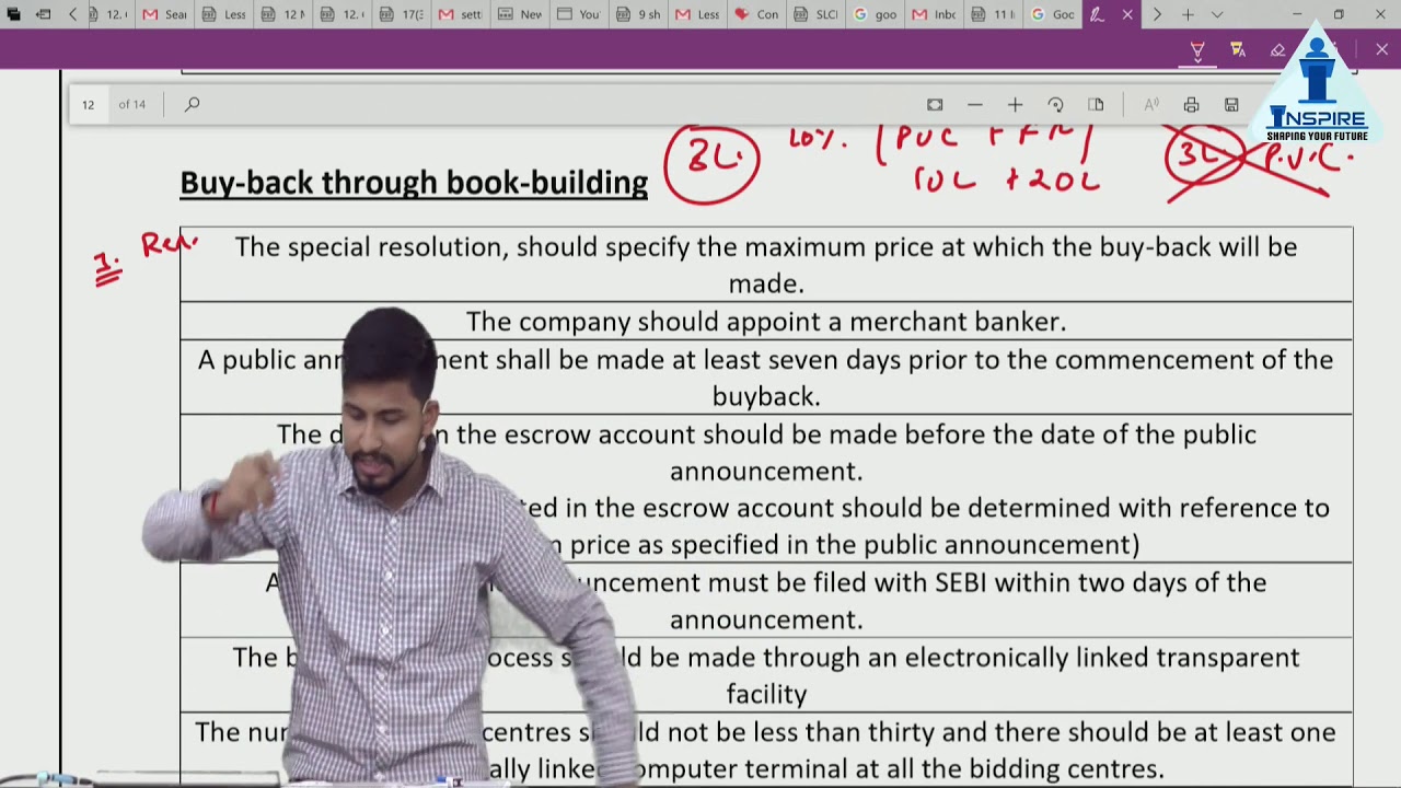 Chapter 7 (Buy Back Regulation) Securities law New syllabus