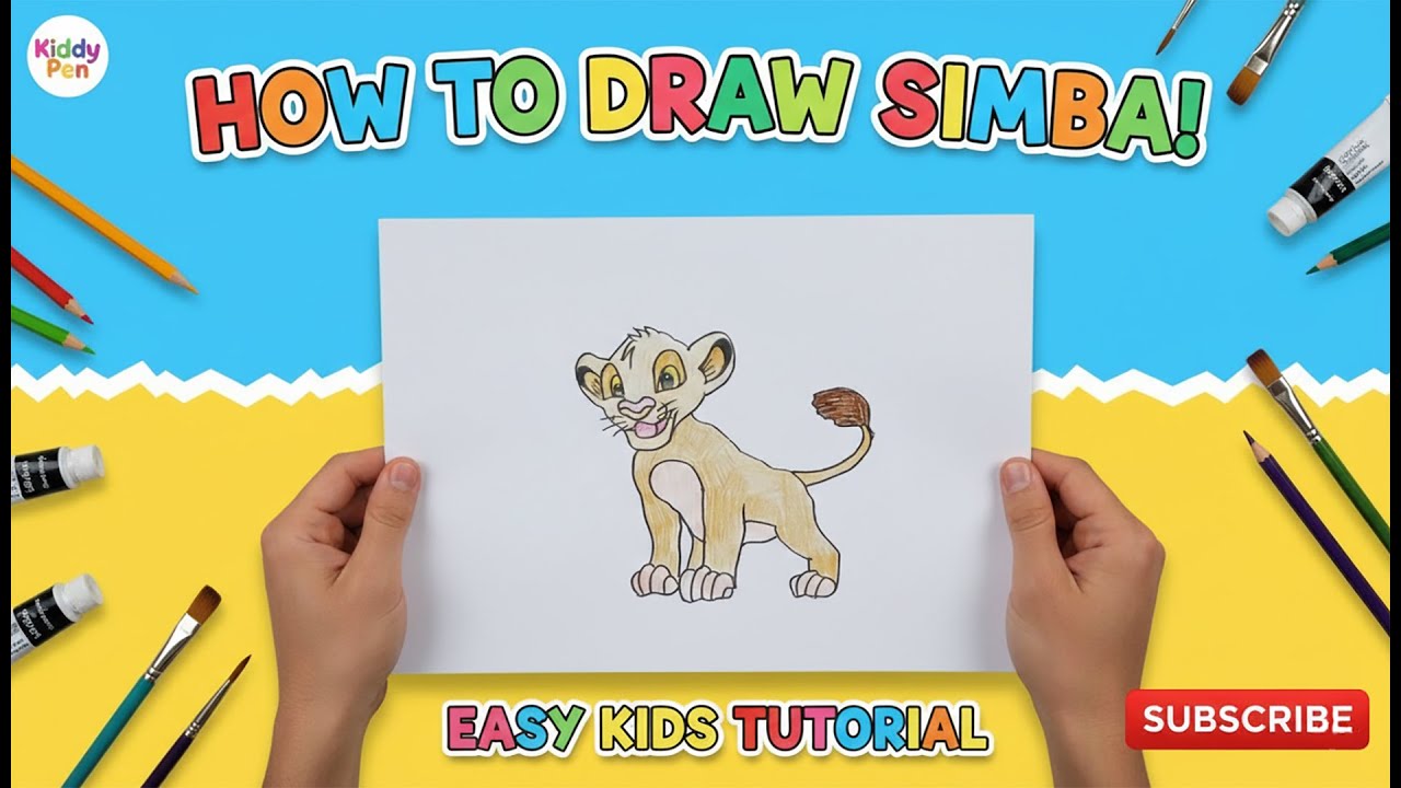 How to Draw Simba the Lion Cub Step by Step 🦁 | Easy Disney Drawing for Kids