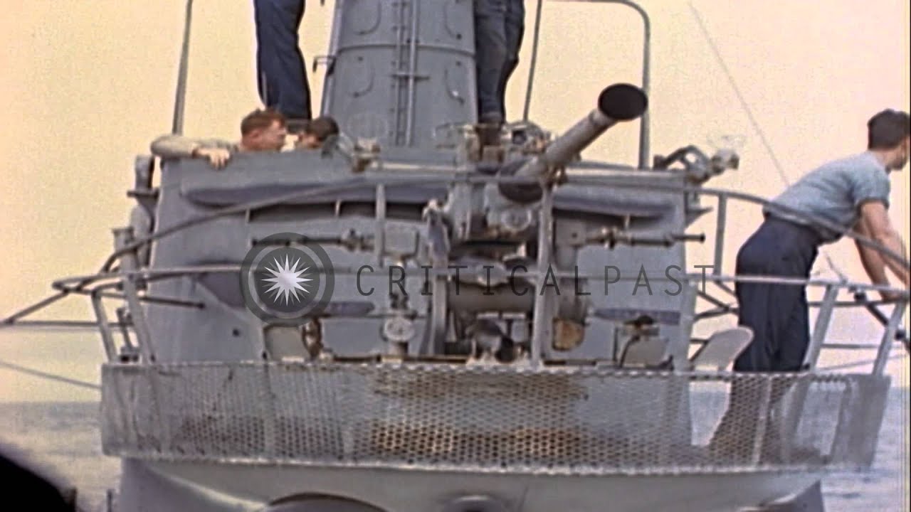 US submarine rescues Japanese crew from boat damaged by their gunfire during  Wor...HD Stock Footage
