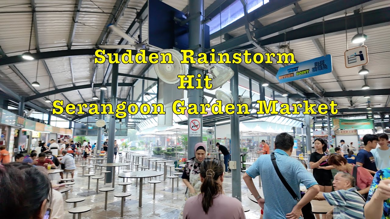 Serangoon Garden Market Lunch Vlog (19-April-25) Rainstorm⛈️ #singapore #tropicalrain #lunch #market