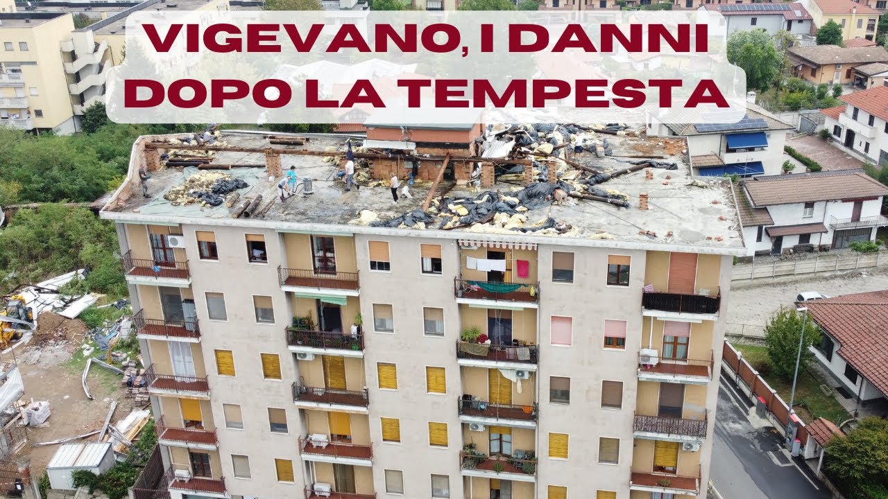 Il passaggio del ciclone Poppea a Vigevano, ecco i danni visti dall'alto