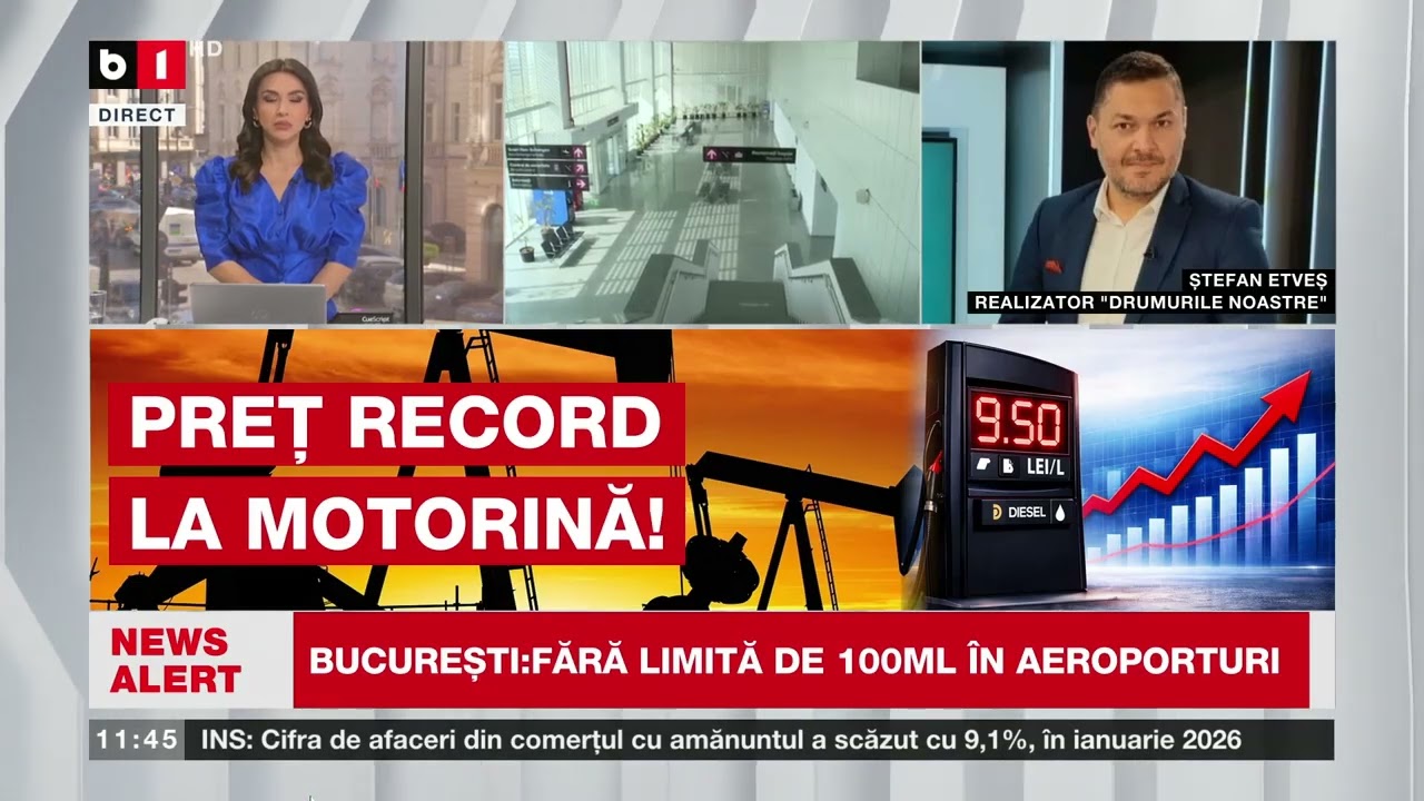 ȘTEFAN ETVEȘ, ÎN DIRECT, DESPRE REGULI SCHIMBATE PRIVIND LICHIDELE PE AEROPORTURI_Știri B1TV_11 mar