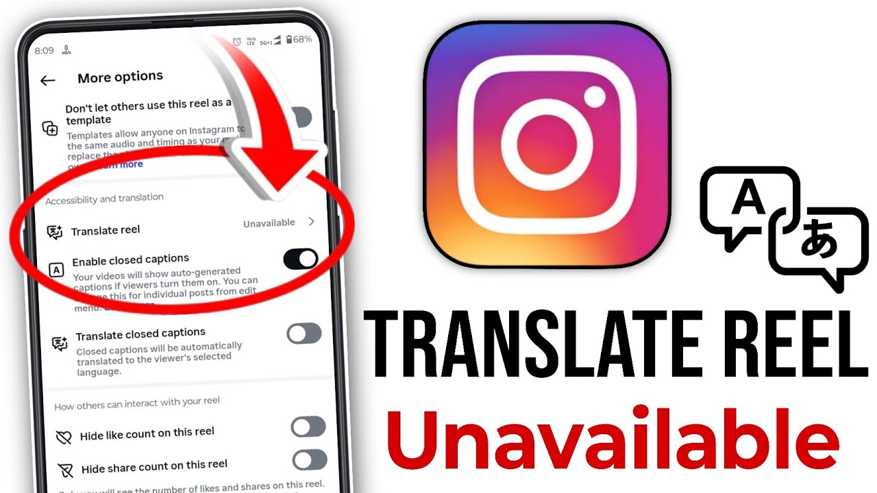 Translate reel unavailable problem instagram, instagram reel translate option unavailable problem