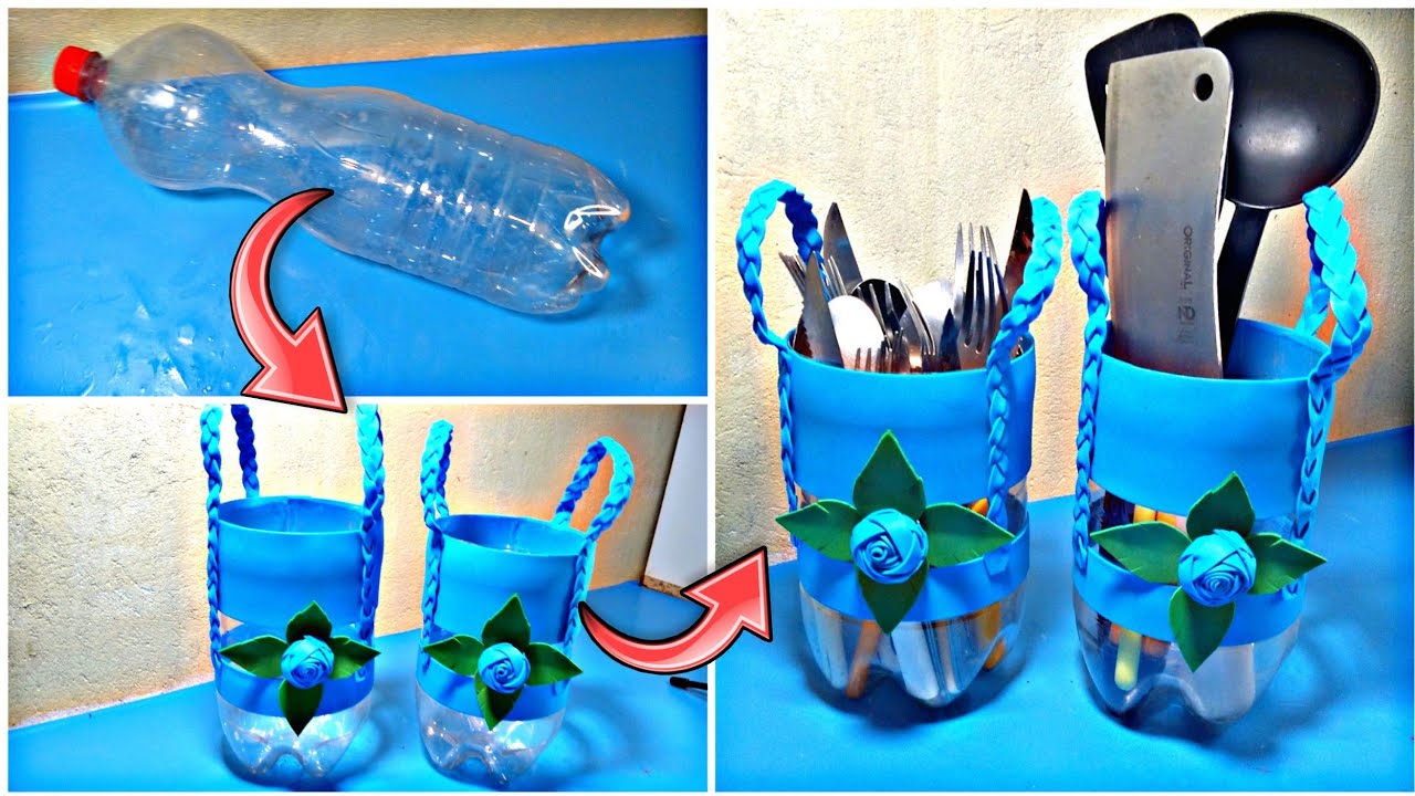 ✅ A Melhor maneira de reutilizar garrafas pet | Porta trecos, artesanato para sua cozinha, Ideias