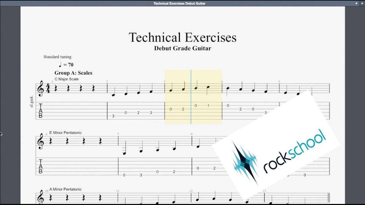 Technical Exercises Rockschool Debut Grade Guitar