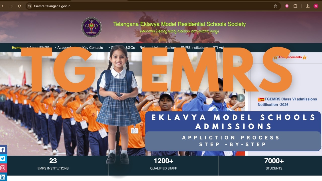 TG Ekalavya model school online apply | 6th class admission form tg emrs
