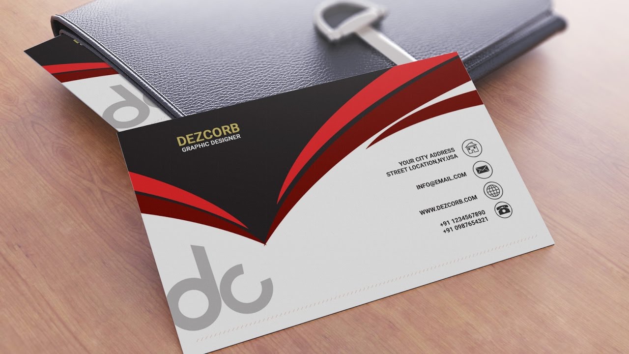 Business card design in photoshop cs6 | Back | Red | Gray | White