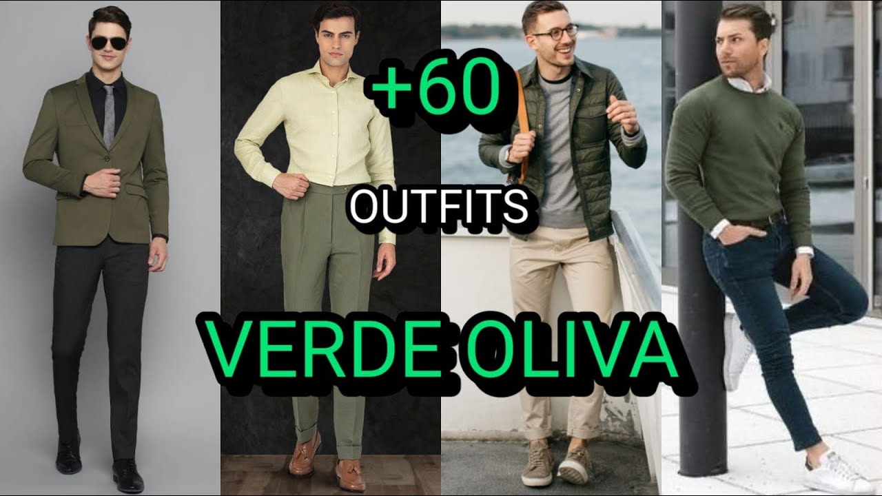 60 outfits con ropa de color VERDE OLIVA para hombre