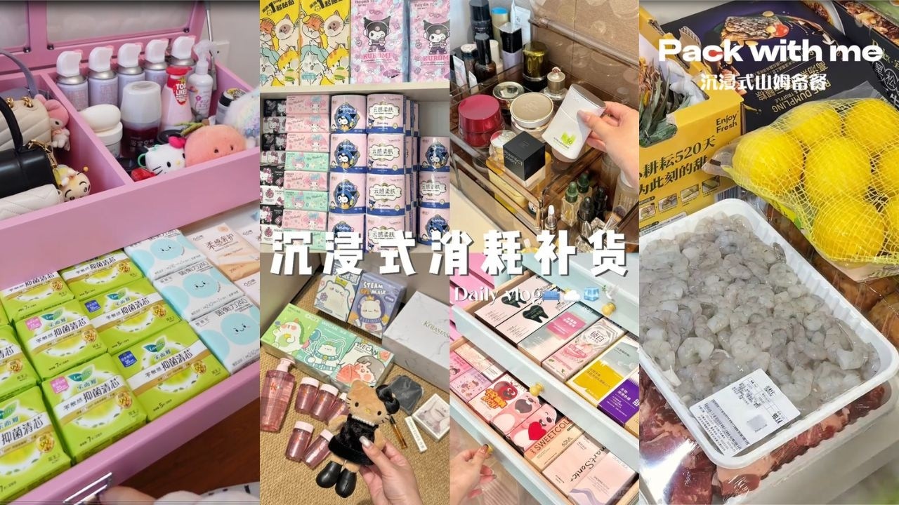 Refill & Enjoy Skincare Moments🎀 | Storage Solution in a Pink Cabinet | Prepare Food for a Week✨