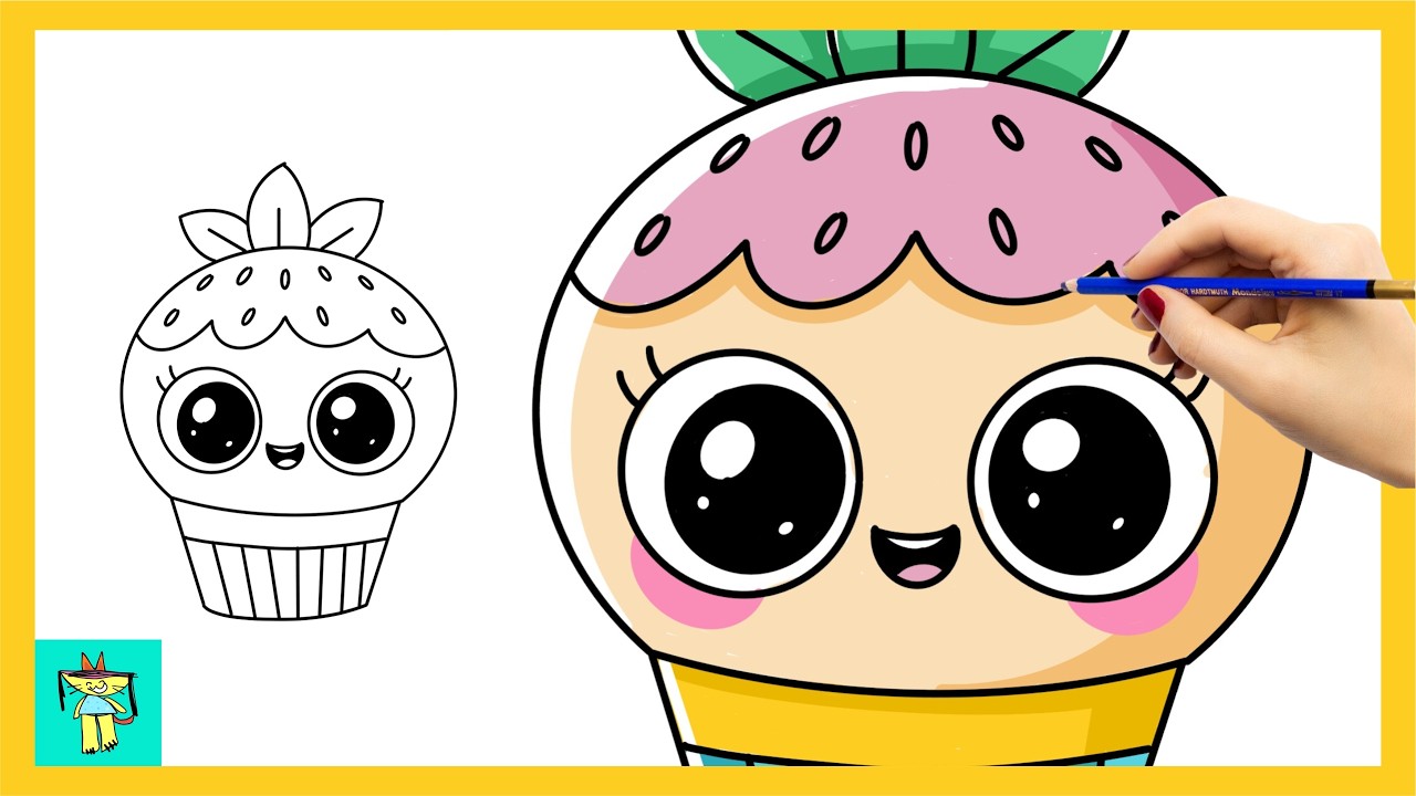 How to Draw a Cute Cupcake 🧁 | Easy Kawaii Dessert Drawing