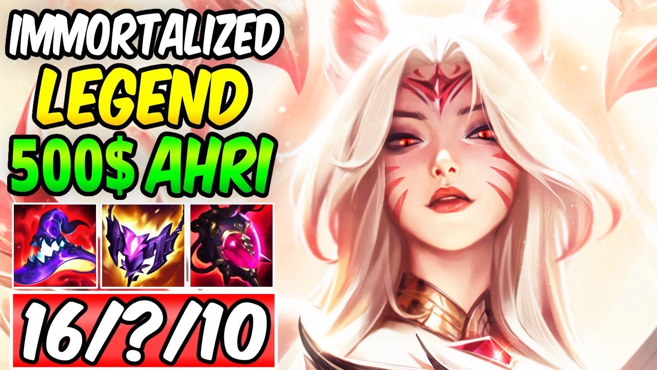 500$ AHRI SKIN GAMEPLAY - IMMORTALIZED LEGEND AHRI MID | Best AP Build & Runes | League of Legends