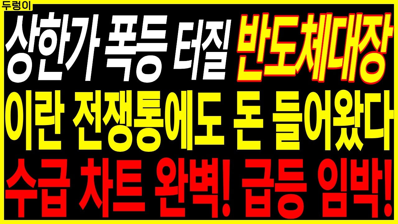 🌱반도체 대장주 주가전망🌱이란 전쟁통에도 돈 들어왔다 수급 차트 완벽! 급등 임박! | 디에스경제속보 두렁이
