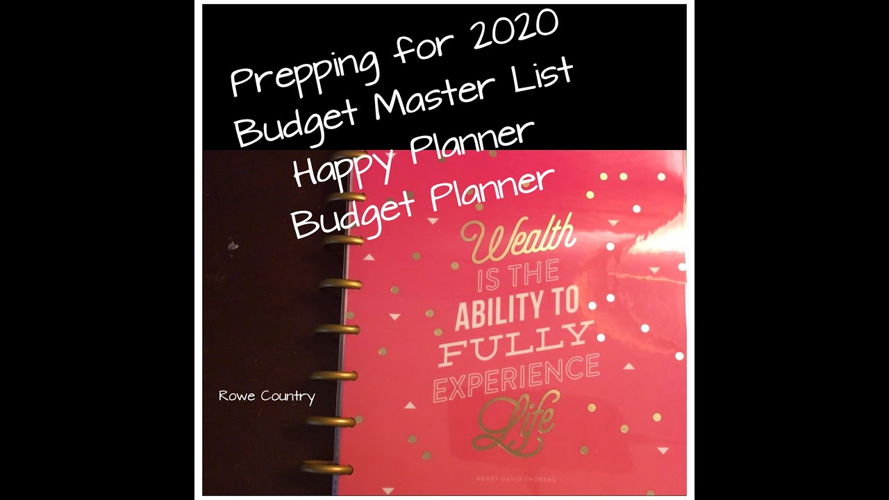 Happy Planner Budget Master List Prepping for 2020