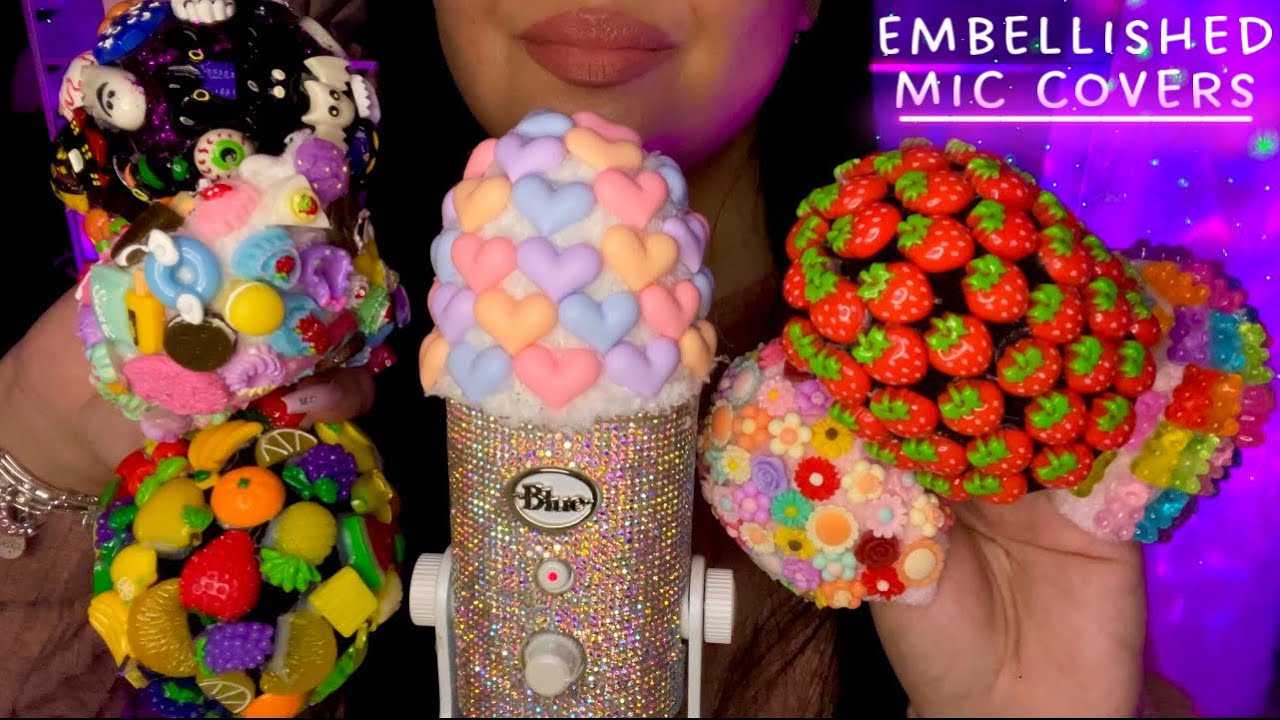 ASMR Scratching On ALL my Embellished Mic Covers - SUPER tingly💕