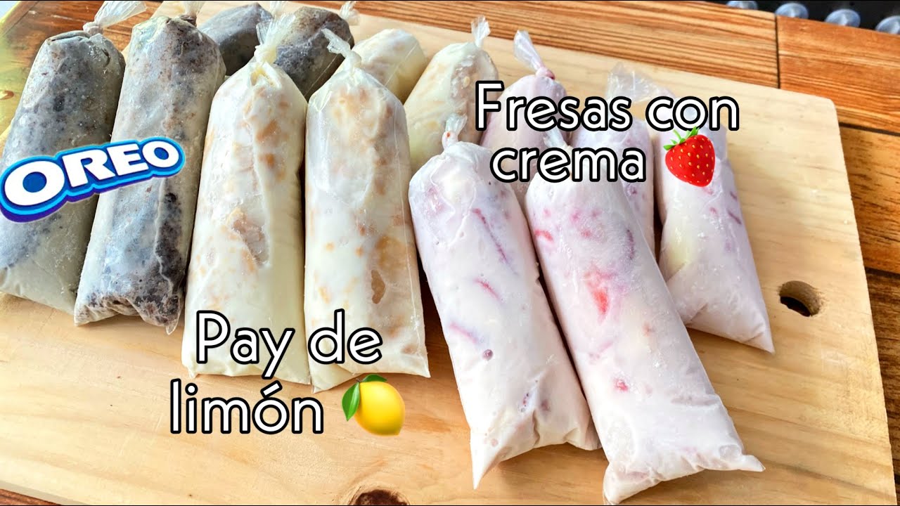 Bolis Gourmet de fresas con cema, galleta oreo y pay de limón bien cremositos¡