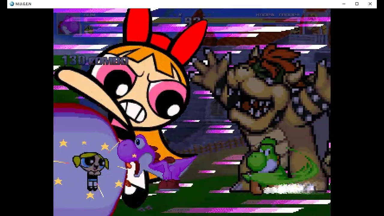 Gum ,Yoshi ,Blossom and Bubbles vs Koopa Troopa ,Bowser ,Brick and Boomer