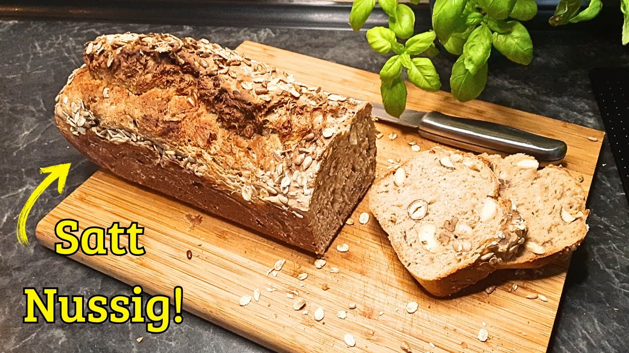 Nussbrot in 5 Minuten! (Anf&auml;nger geeignet!) Fantastisch lecker selbstgemacht #095
