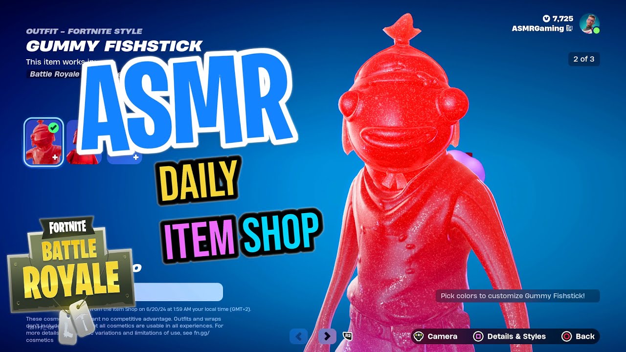 ASMR Fortnite Gummy Fishstick Skin Is Back! Daily Item Shop 🎮🎧 Relaxing Whispering 😴💤