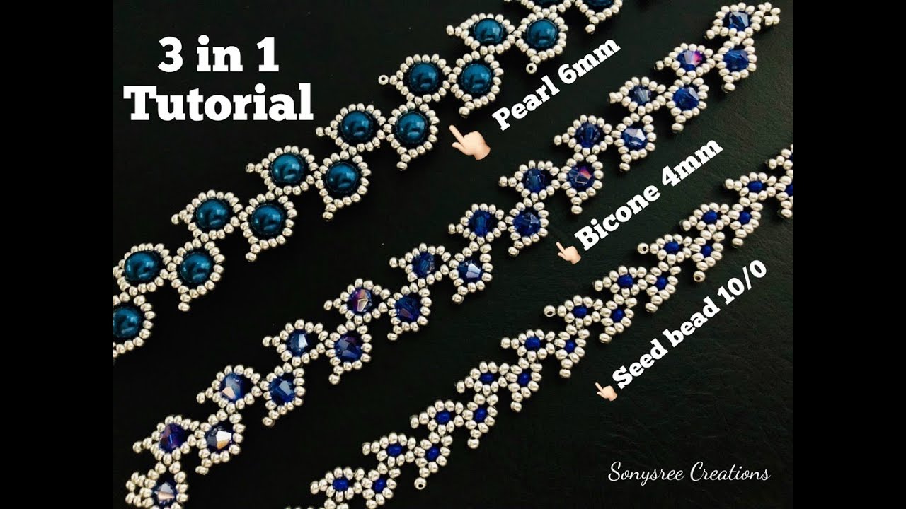 3 in 1 Tutorial ! Leafy Vine Bracelet with 3 different sizes of beads || Anyone can Bead with me !