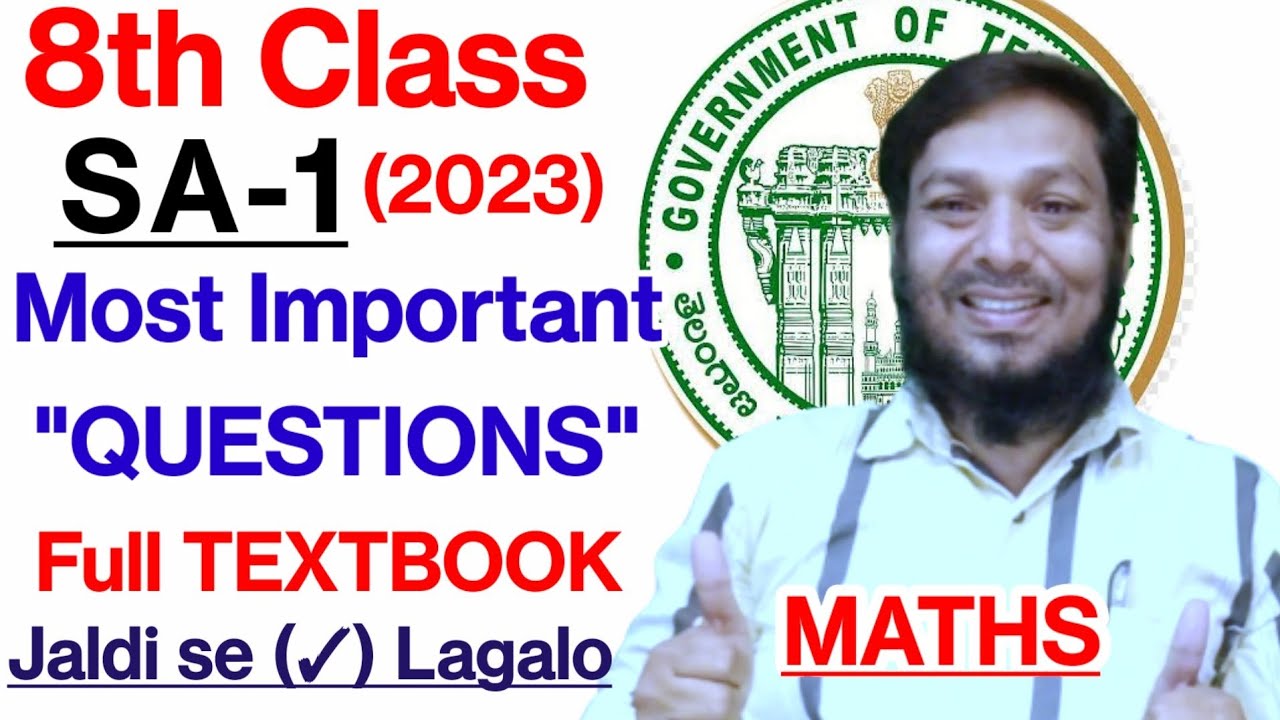 8th Class  MATHS || SA-1 || Most IMPORTANT QUESTION'S || Full TEXTBOOK || Jaldi se ticket (✓) Lagalo