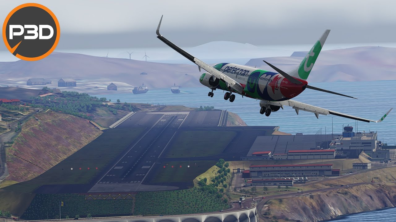 P3Dv5 - PMDG 737 NGXu | The Iconic runway 05 landing in Funchal, Madeira
