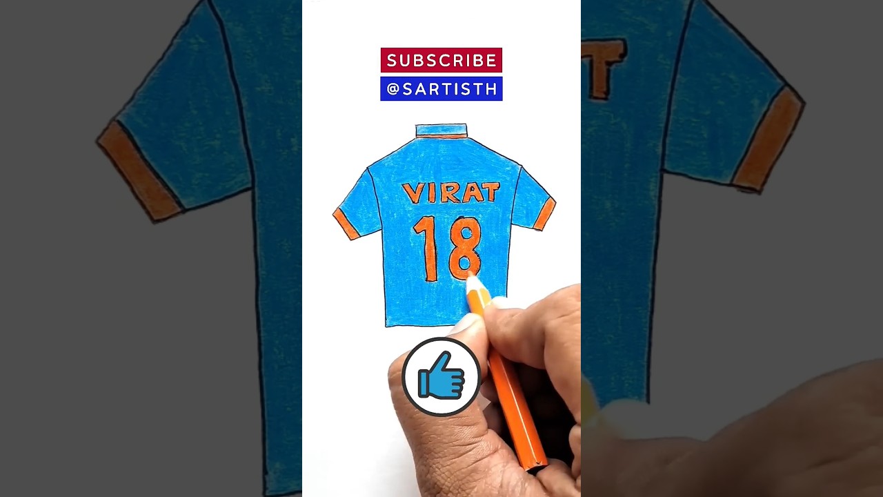 Virat Kohli Jersey 👕 Indian Cricket Jersey 👕 Drawing Easy Step By Step 👕 #drawing #cricket #shorts