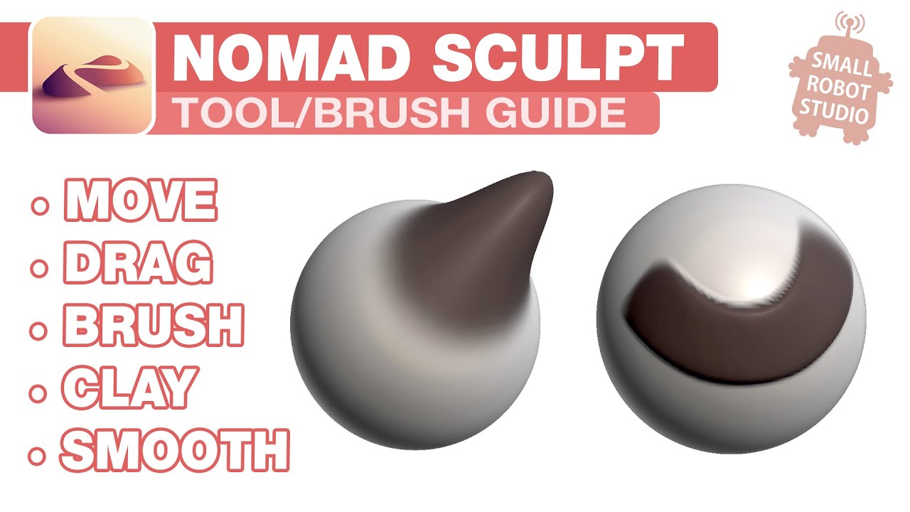 Nomad Sculpt: перемещение, перетаскивание, кисть, глина и сглаживание