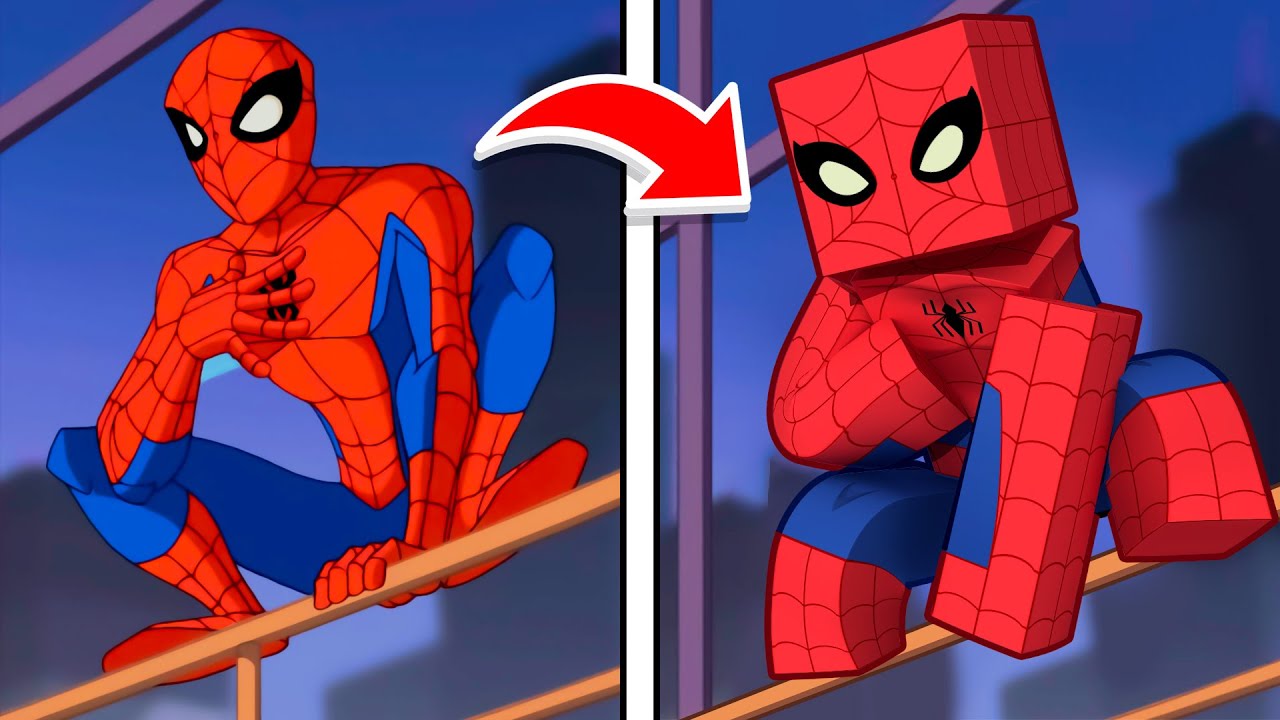 Eu Recriei o Desenho do Homem Aranha No Minecraft