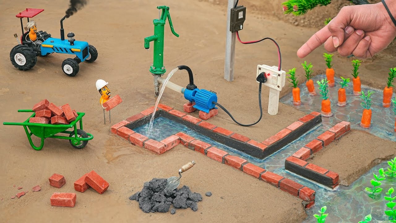 Diy diorama making mini motor water pump science project @SanCreator1