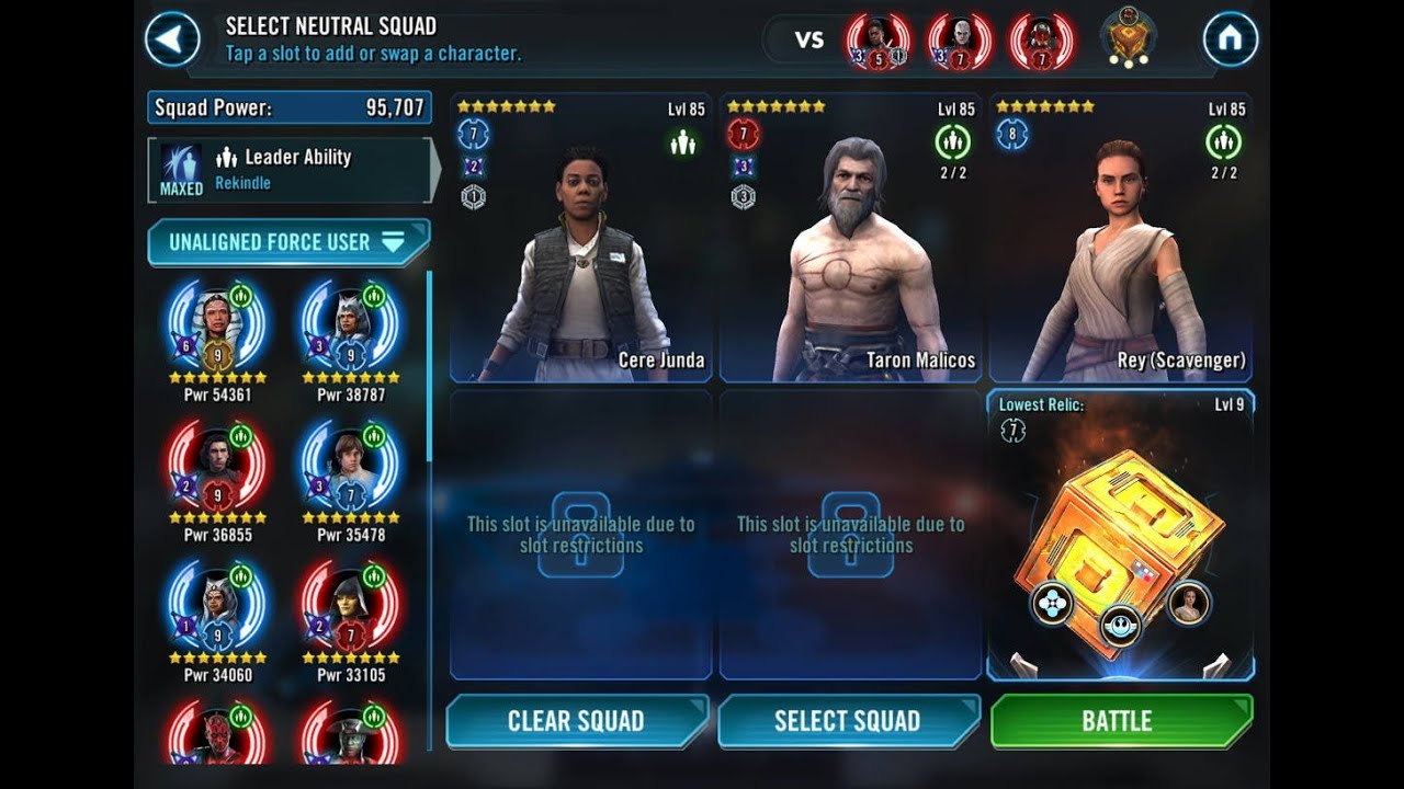 GAC Cere/Malicos/Scavenger Rey (Datacron) Vs. Reva/GI/Ninth (Datacron)