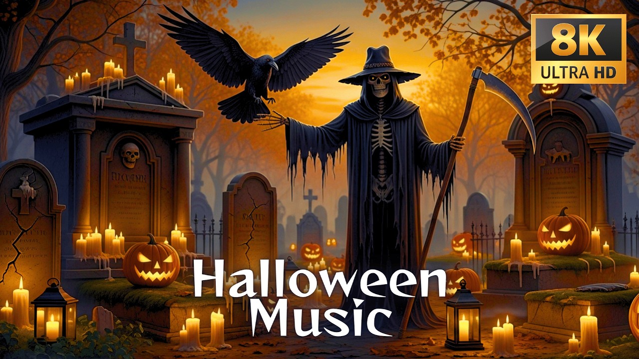 Muzyka na imprezę halloweenową 2025 🎃 Straszne dźwięki szkieletu czarownicy i nawiedzone, upiorne tło