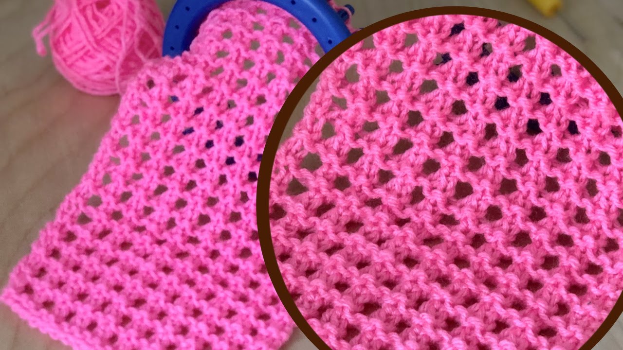 LOOM KNITTING STITCHES: Open Honeycomb Eyelet Lace Stitch | Loomahat