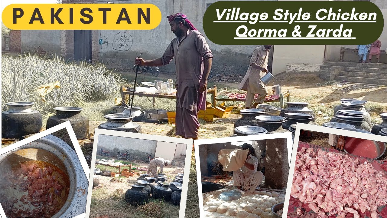 Village Style Chicken Qorma & Zarda | Traditional Pakistani Daig Cooking in Open Fire