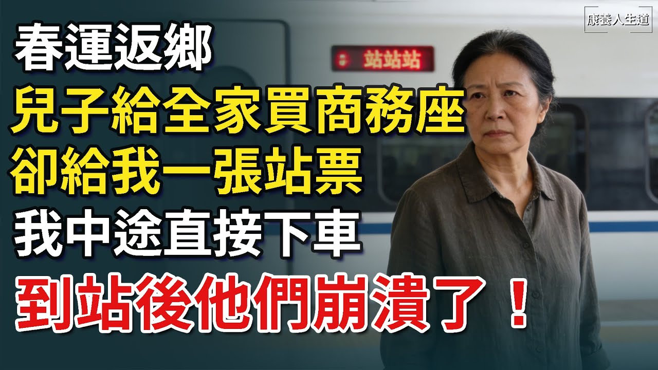 春運返鄉，兒子給全家買商務座，卻給我一張站票；我中途直接下車，到站後他們崩潰了！【康養人生道】 #康養人生道 #上了年紀該明白的事 #養老 #聰明老人 #長壽秘密