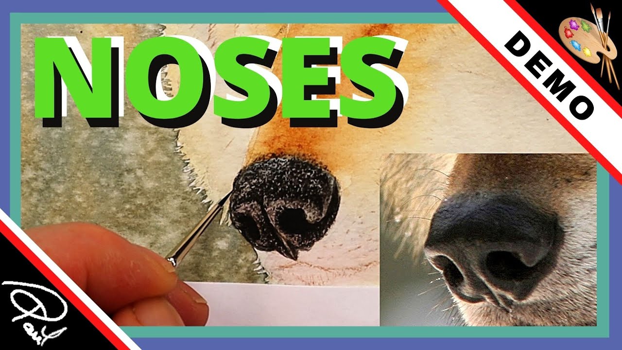 How to Paint a Dog's Nose (REALISTIC WATERCOLOR Wolf Painting)