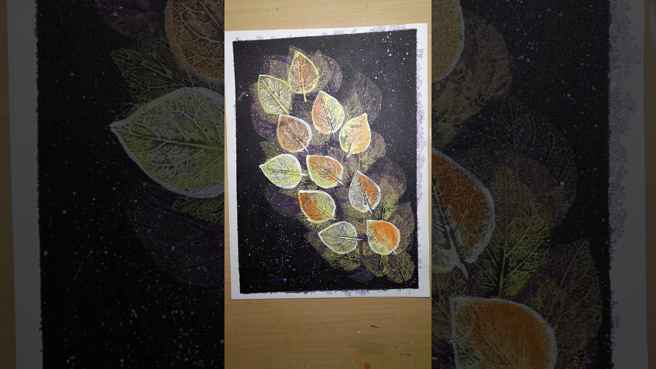 Autumn🍂leaf printing l Landscape Painting l AcrylicPainting
