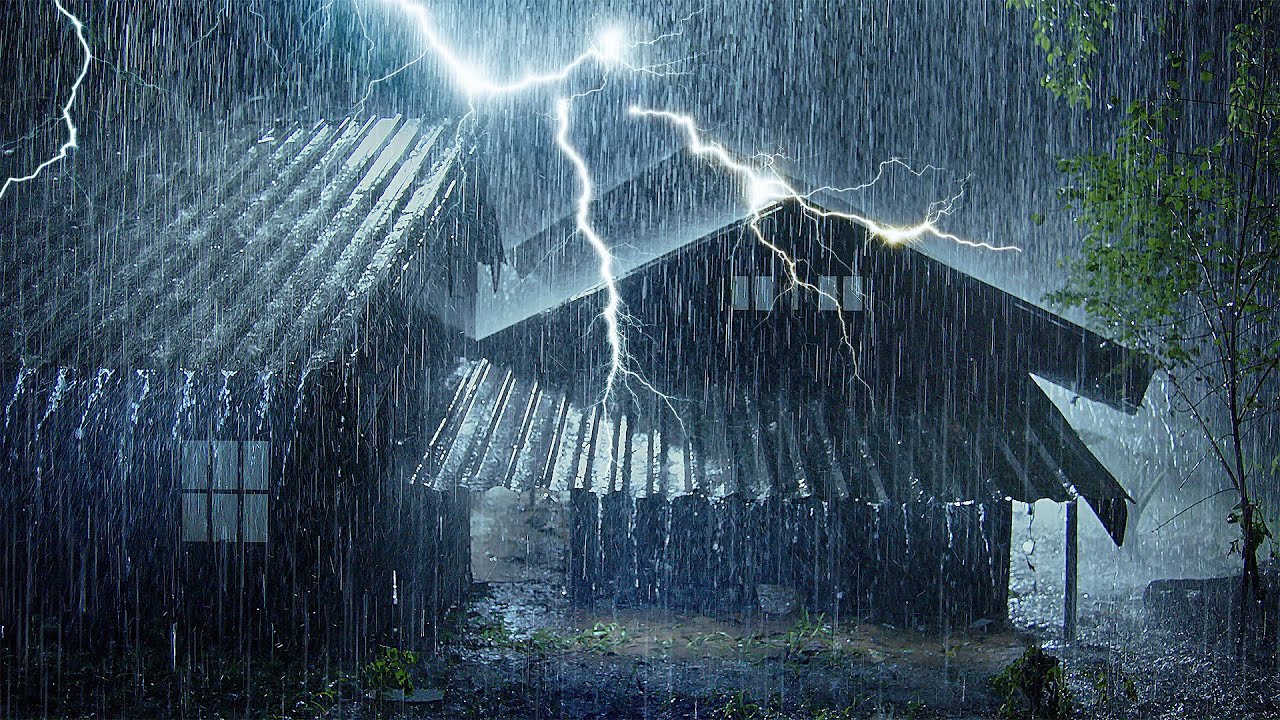 Stormy Night to Fall Asleep Instantly | Thunderstorm, Heavy Rainstorm on Tin Roof & Powerful Thunder