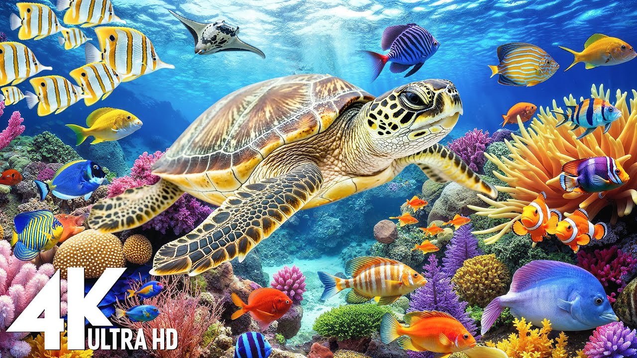 Under Red Sea 4K -Beautiful Coral Reef Fish in Aquarium, Sea Animals for Relaxation,4K Video UHD #17