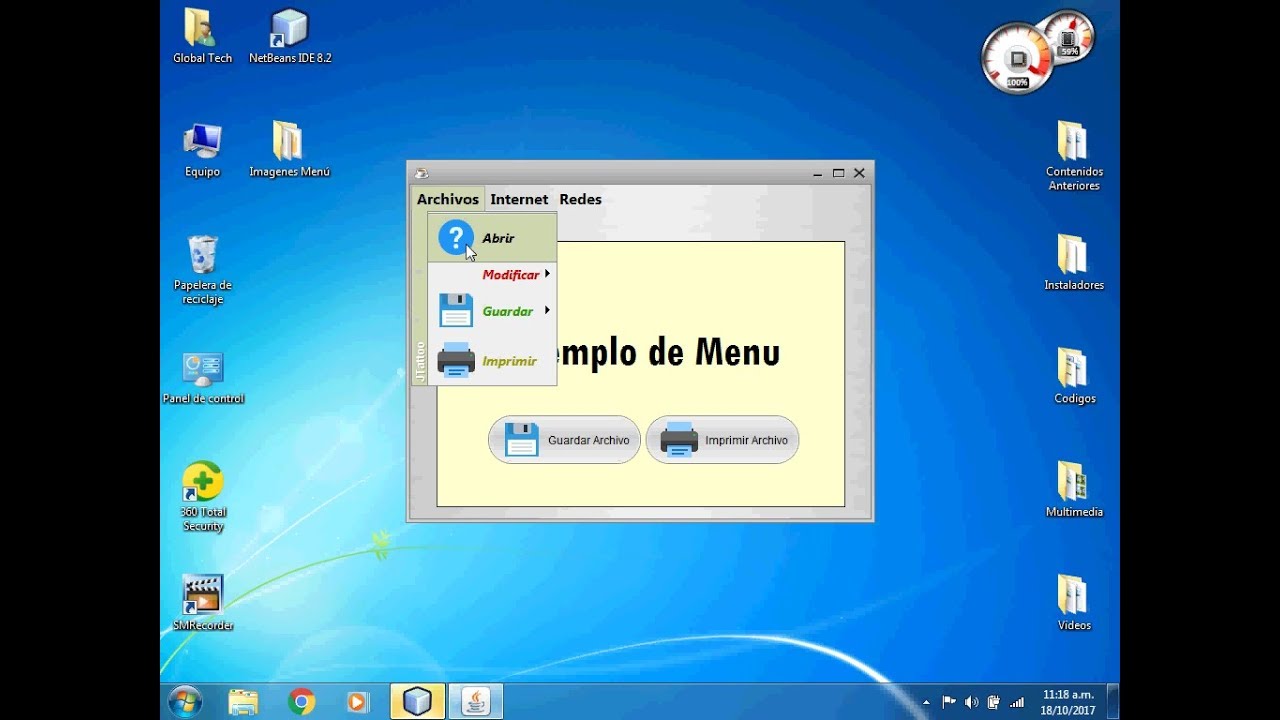 24. Uso de Menú desplegable de Java (JMenu), crear y personalizar en NEtBeans IDE