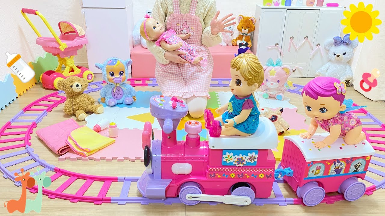赤ちゃん人形 ほいくえん 先生ごっこ 電車遊び お世話 / Baby Doll Nursery Power Wheels Ride On Train Playground Playset