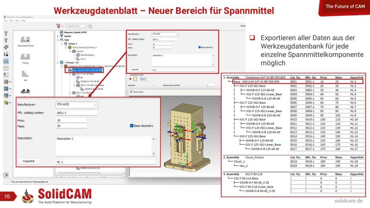 SolidCAM 2025 &ndash; Werkzeugdatenblatt &ndash; Neuer Bereich f&uuml;r Spannmittel