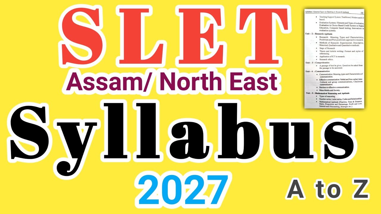 Assam SLET Syllabus 2027 | A to Z |