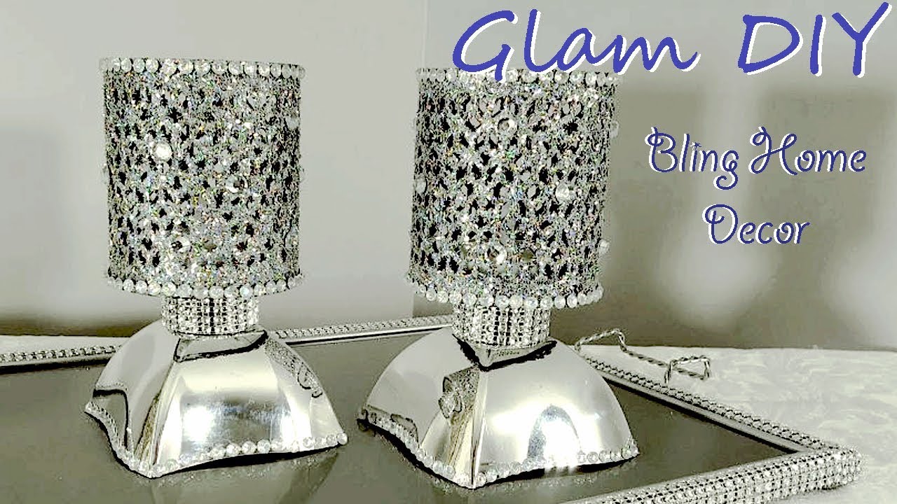 Dollar Tree DIY Glam Bling Faux Mirror Tealight Holders Bling Home Decor