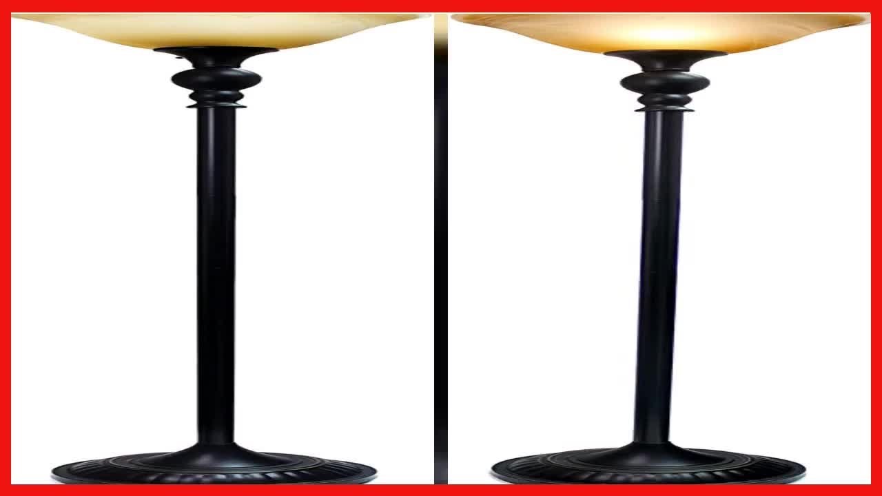 Elegant Designs LF2001-RBZ 1 Light Restoration Bronze Torchiere Floor Lamp with Marbelized Amber