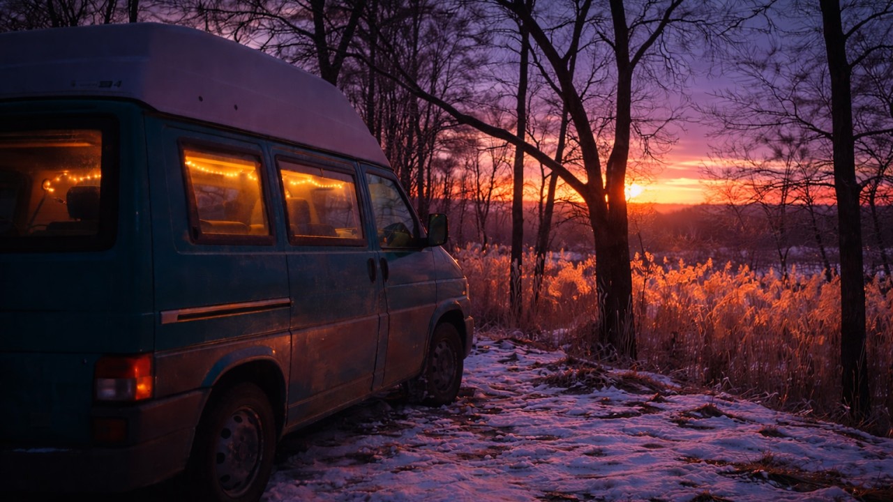 VW T4 Campervan Winter Escape | Snow, Silence & Getting Stuck